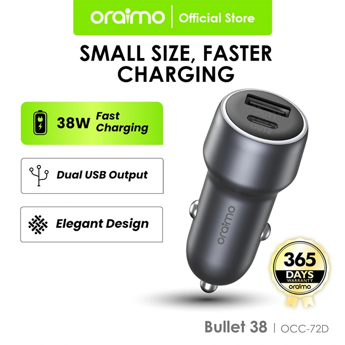 Oraimo chargeur de voiture Charge rapide 38W 48W petite taille OCC-72D