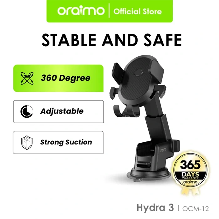 oraimo Hydra 3 Support Voiture Flexible à Succion Super Puissante