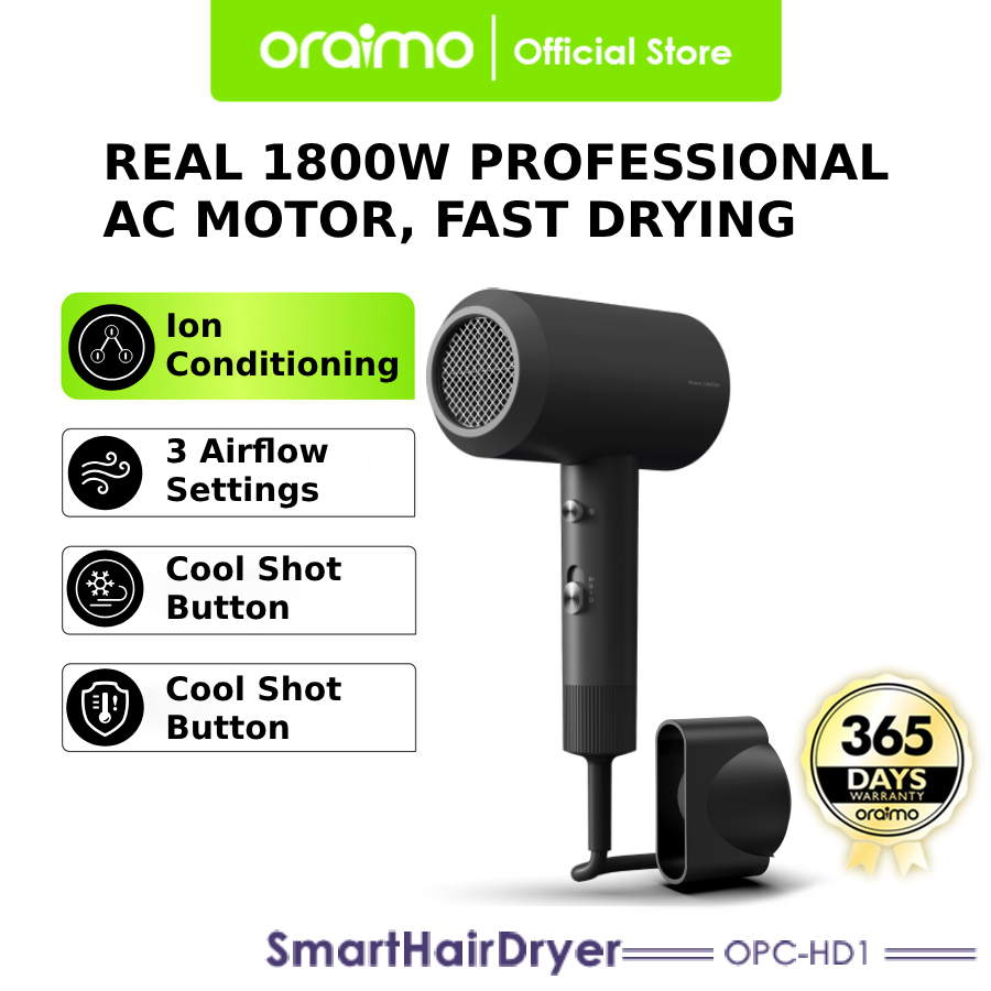 oraimo SmartHairDryer 1800W d'ions négatifs sèche-cheveux