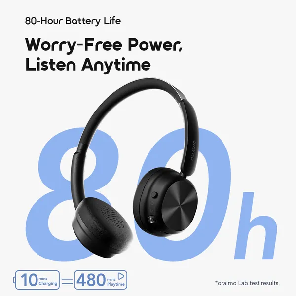 oraimo-Headphone-BoomPop-Air-OHP-316-05-80-Hour-Battery-Life oraimo BoomPop Air Lightweight On-Ear Wireless Headphones