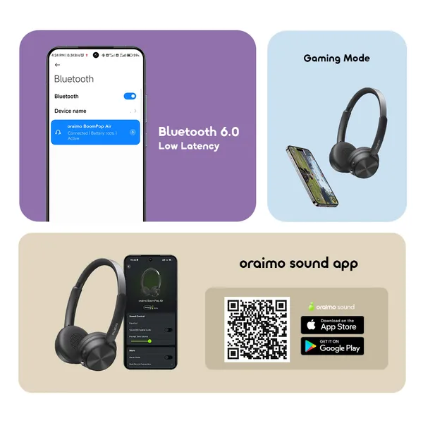oraimo-Headphone-BoomPop-Air-OHP-316-10-Bluetooth-6.0-Low-Latency-Gaming-Mode-oraimo-sound-app oraimo BoomPop Air Lightweight On-Ear Wireless Headphones