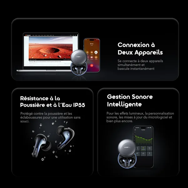 oraimo-True-Wireless-Earbuds-SpaceBuds2-OTW-631-14-IP-FR oraimo SpaceBuds 2 Écouteurs True Wireless AI Smart – Gris spatial