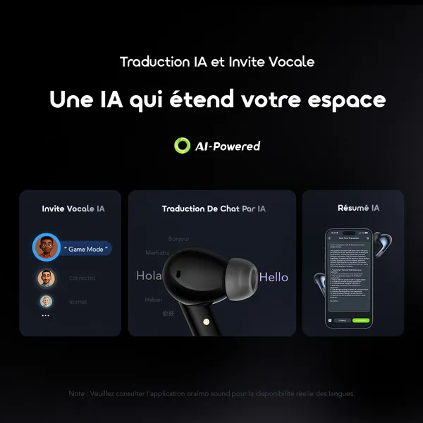 oraimo-True-Wireless-Earbuds-SpaceBuds2-OTW-631-5-AI-Translation-FR oraimo SpaceBuds 2 Écouteurs True Wireless AI Smart – Gris spatial
