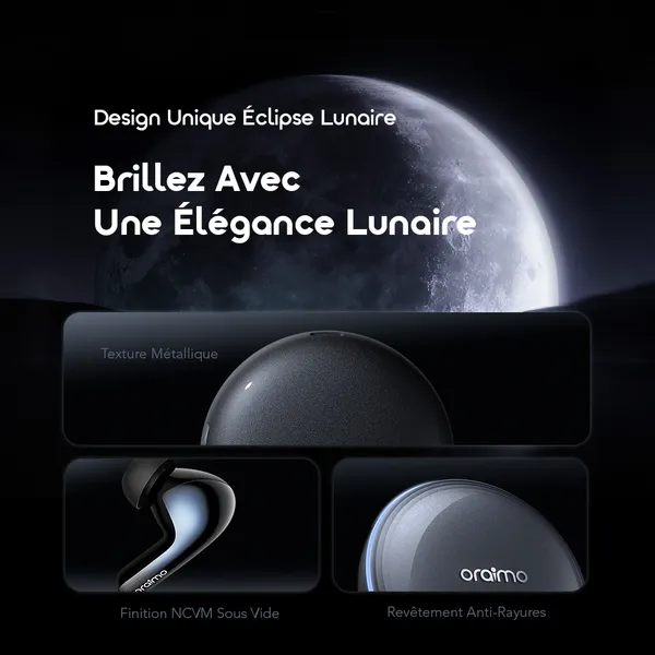 oraimo-True-Wireless-Earbuds-SpaceBuds2-OTW-631-8-Design-FR oraimo SpaceBuds 2 Écouteurs True Wireless AI Smart – Gris spatial