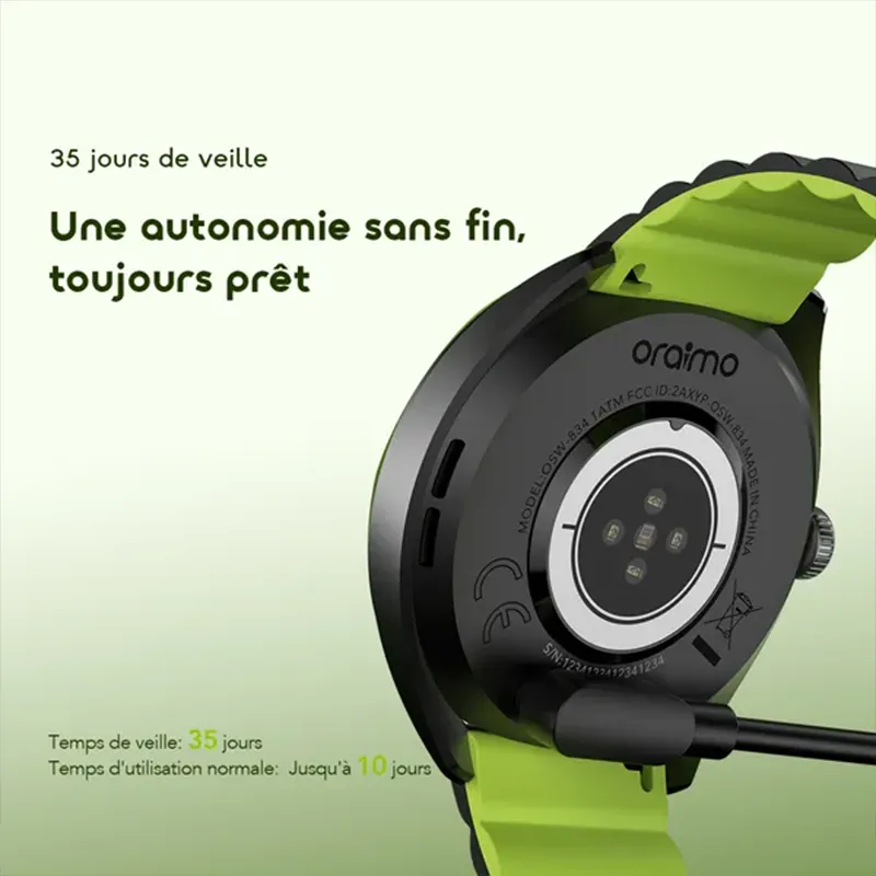 oraimo-Smart-Watch-Watch-Nova-2R-OSW-834-04-35-Day-Standby-gadget morocco oraimo Watch Nova 2R Montre connectée avec écran AMOLED