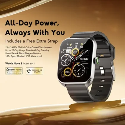 oraimo Watch Nova 2 2.01 AMOLED IP68 Curved gadget morocco