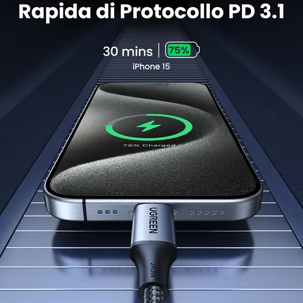 UGREEN Cable USB-C 240W 2M-6 UGREEN Cable USB-C 240W 2M gadgetmorocco prix maroc